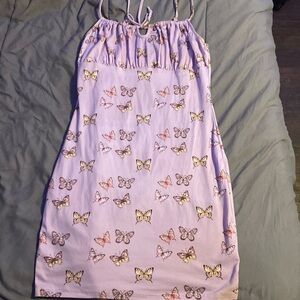 Purple butterfly dress.